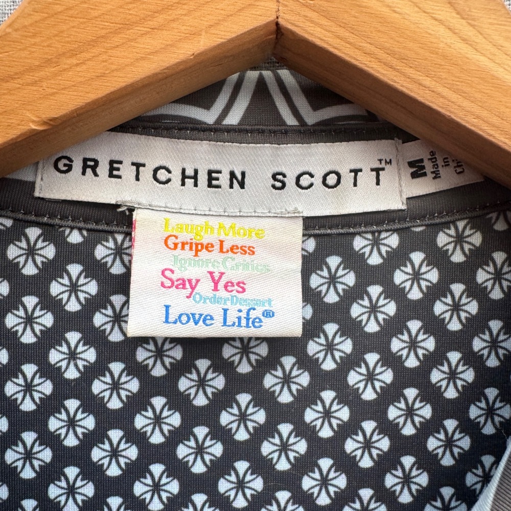 Gretchen Scott Gray White Geometric Clover Print Shift Dress Womens Medium M - Picture 9 of 13